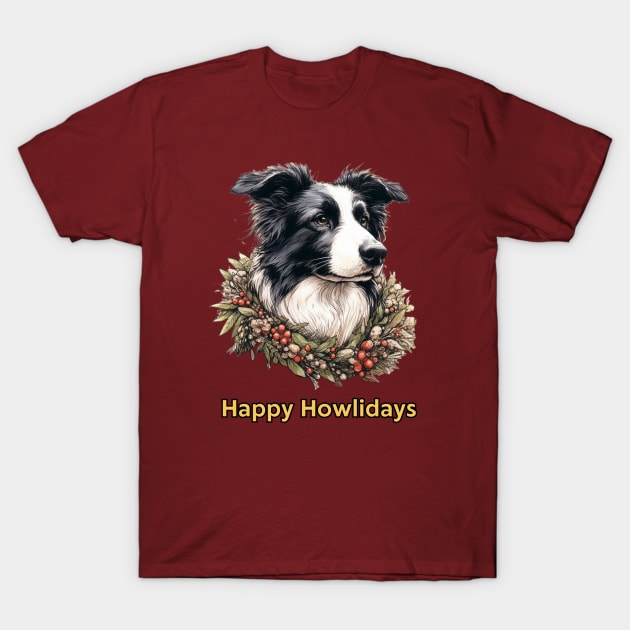 Happy Howlidays Border Collie T-Shirt by ZogDog Pro